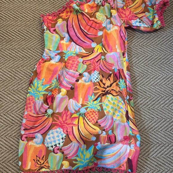 FARM Rio One-Shoulder Tropical Fruit Mini Dress - Pink Multi - Picture 5 of 6